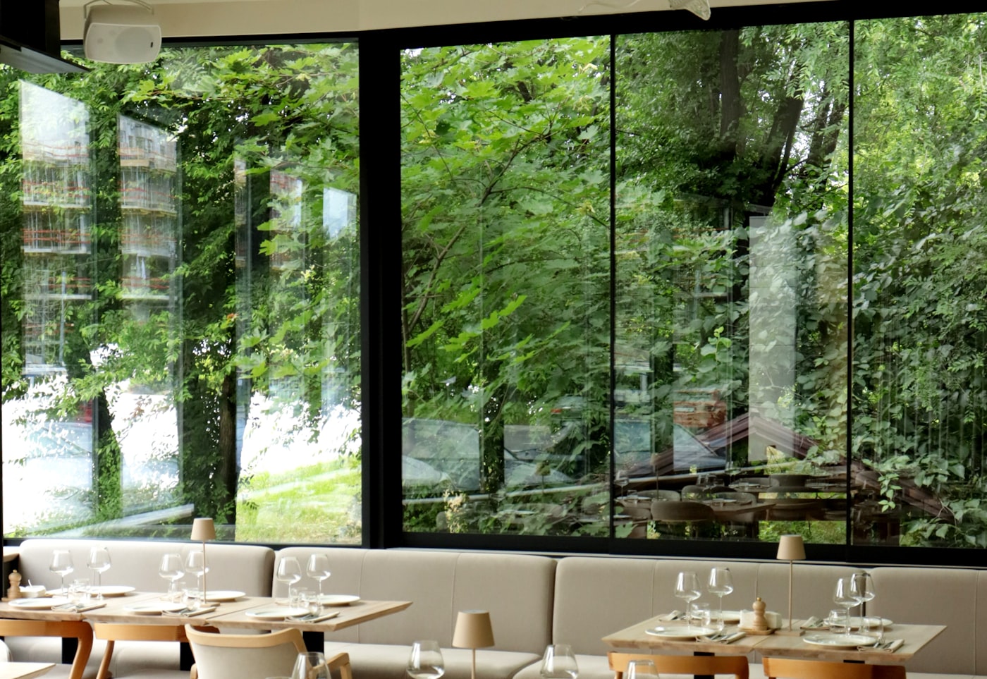 A partner restaurant set for the evening