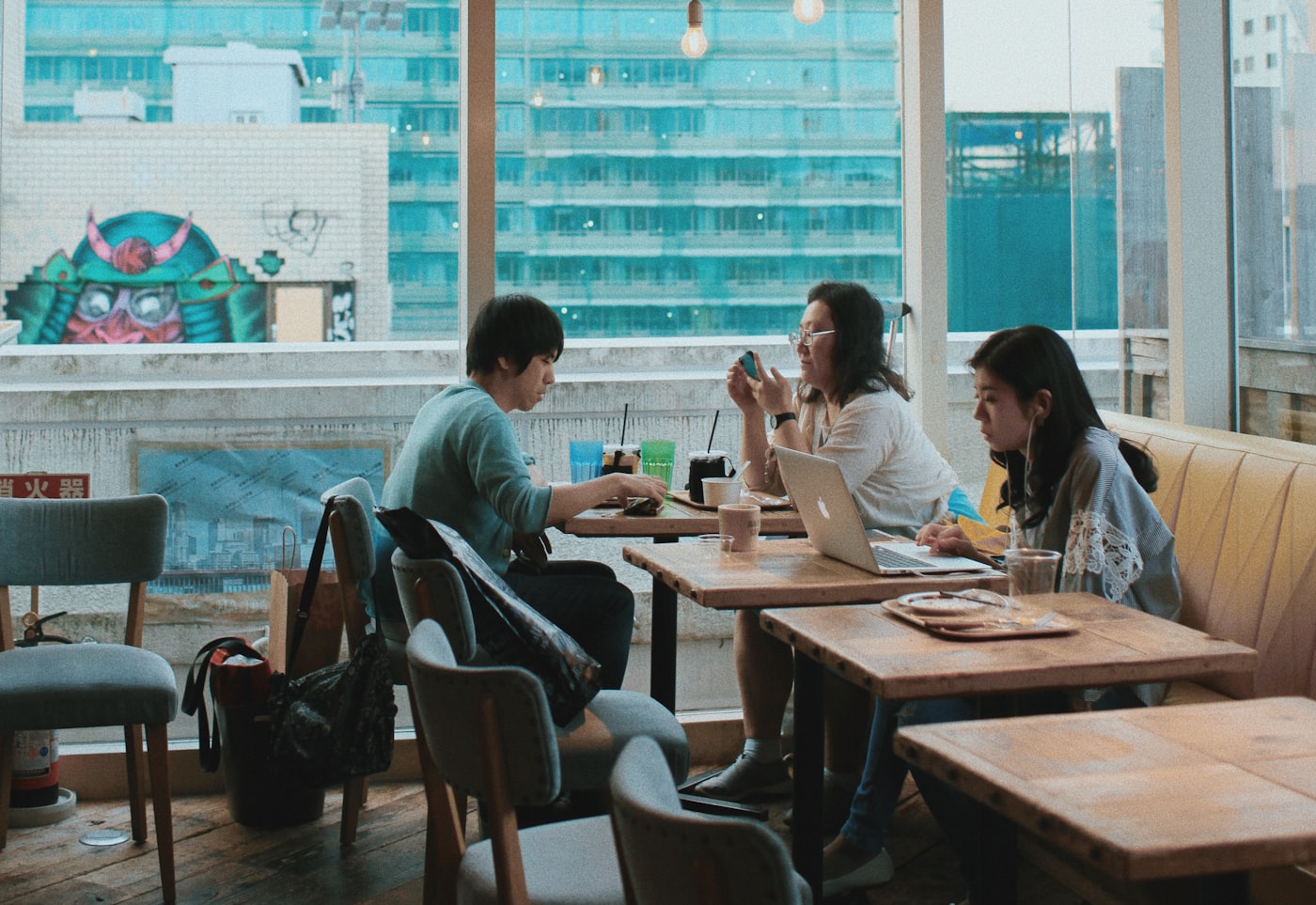 Colleagues sharing a meal at a partner restaurant