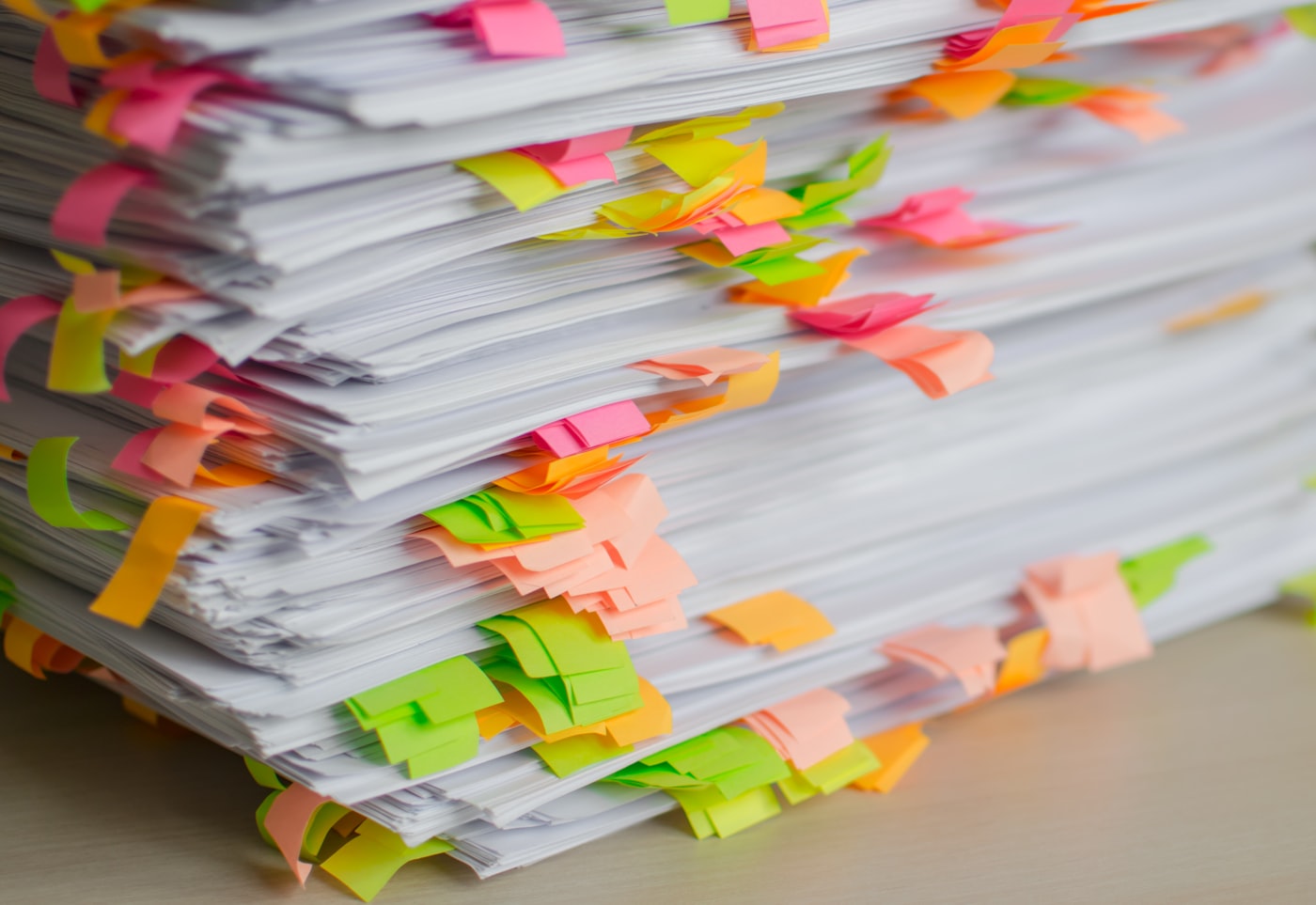 Filed paperwork tabbed and in order